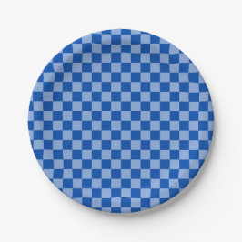 Plato De Papel Checkerboard azul cobalto