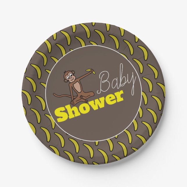 Plato De Papel Cheeky Monkey, Baby Shower (Anverso)