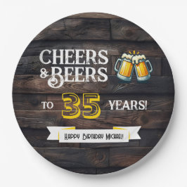 Plato De Papel Cheers and Beers to 35 Years Rustic Birthday
