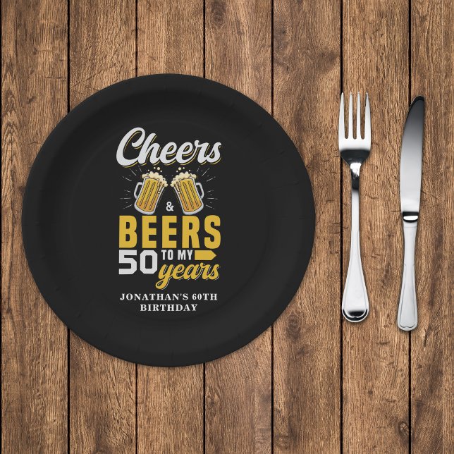Plato De Papel Cheers and Beers to my 50 Years, Any Birthday (Subido por el creador)
