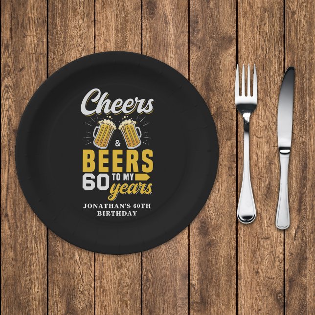 Plato De Papel Cheers and Beers to my 60 Years, Fun  (Subido por el creador)