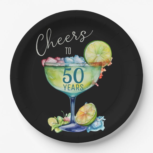 Plato De Papel Cheers to 50 Years Milestone Birthday  (Anverso)