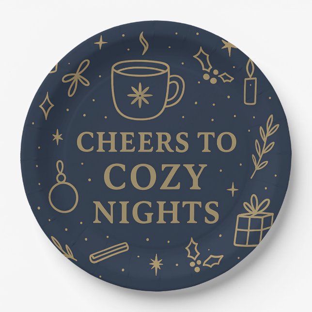 Plato De Papel Cheers to Cozy Nights Paper Plate (Anverso)