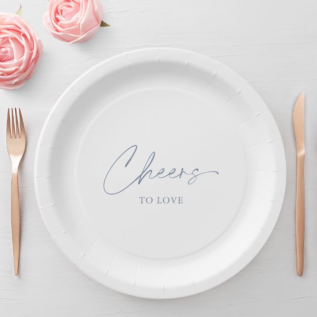 Plato De Papel Cheers to Love – Dusty Blue Wedding  (Subido por el creador)