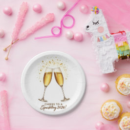 Plato De Papel Cheers to Sparkling 2026 Plates