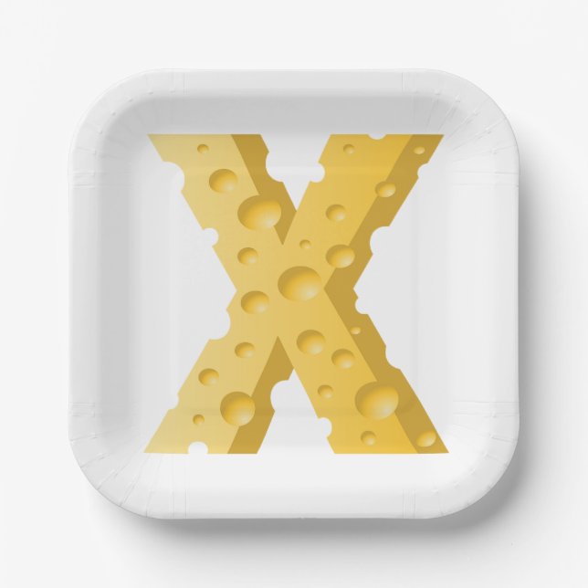 Plato De Papel Cheese Letter X Typography (Anverso)