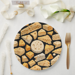 Plato De Papel Cheese Pieces With Natural Holes Cute Pattern