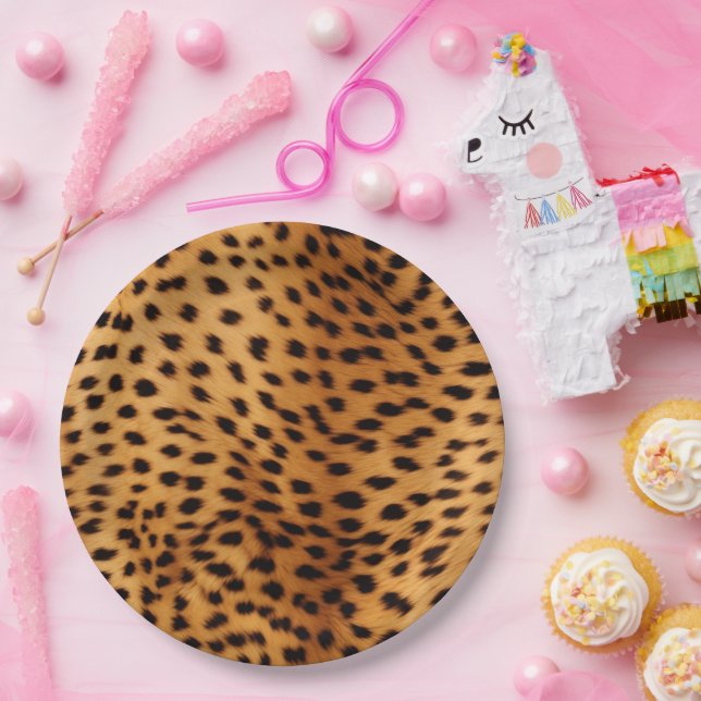 Plato De Papel Cheetah Animal Fur (Fiesta)