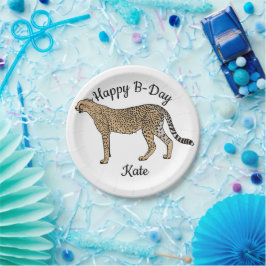 Plato De Papel Cheetah Feliz cumpleaños