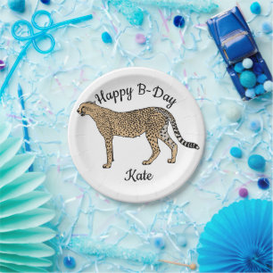 Plato De Papel Cheetah Feliz cumpleaños