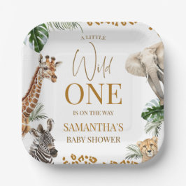 Plato De Papel Cheetah Safari Wild One Baby Shower 