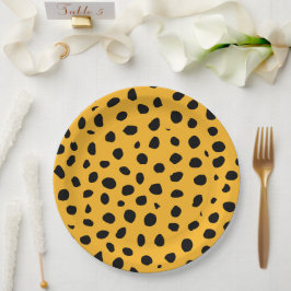 Plato De Papel Cheetah Spots Naranja Black
