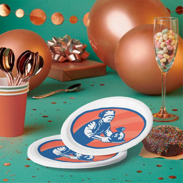 Plato De Papel Chef Holding Money Bag Restaurant Finance (Subido por el creador)