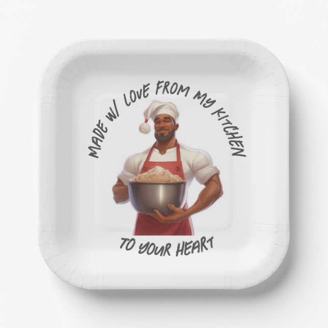 Plato De Papel Chef Santa - Placas (Anverso)