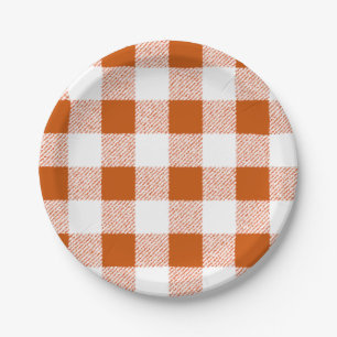 Plato De Papel Cheque de gingham de Brown