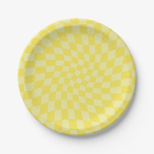 Plato De Papel Cheques retro amarillo de lemonade con tablero de 