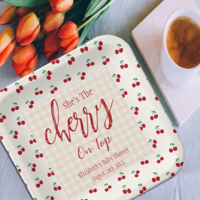 Plato De Papel Cherries Baby Shower (Subido por el creador)