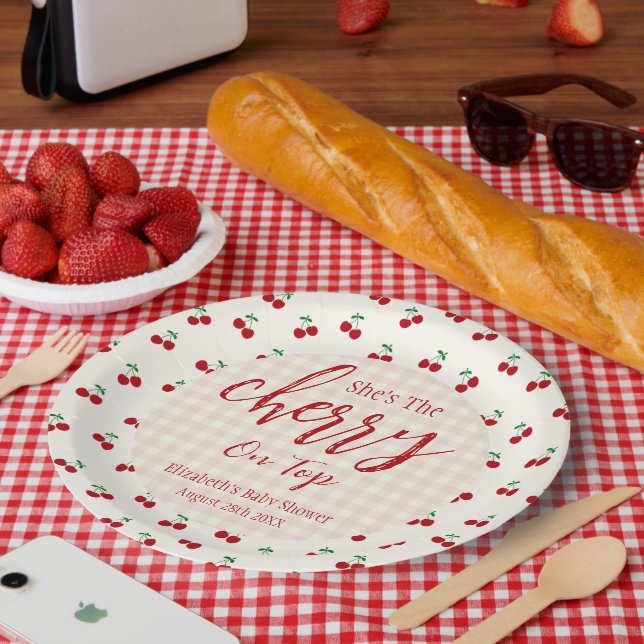 Plato De Papel Cherries Baby Shower (Picnic)