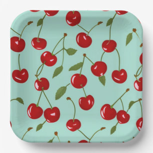 Plato De Papel Cherries de verano