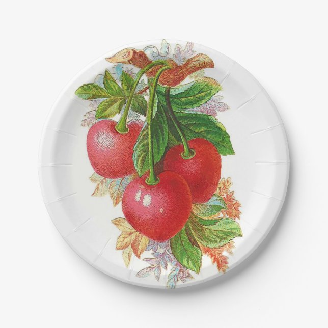 Plato De Papel Cherries vintage (Anverso)