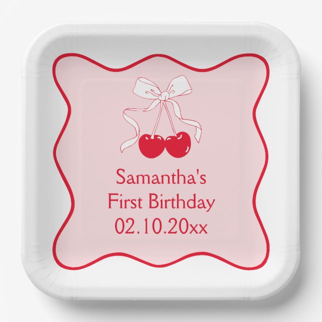Plato De Papel Cherrry Birthday Party (Anverso)