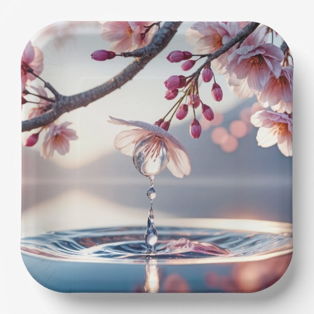 Plato De Papel Cherry Blossom Dewdrop (Anverso)