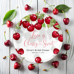 Plato De Papel Cherry Bridal Shower