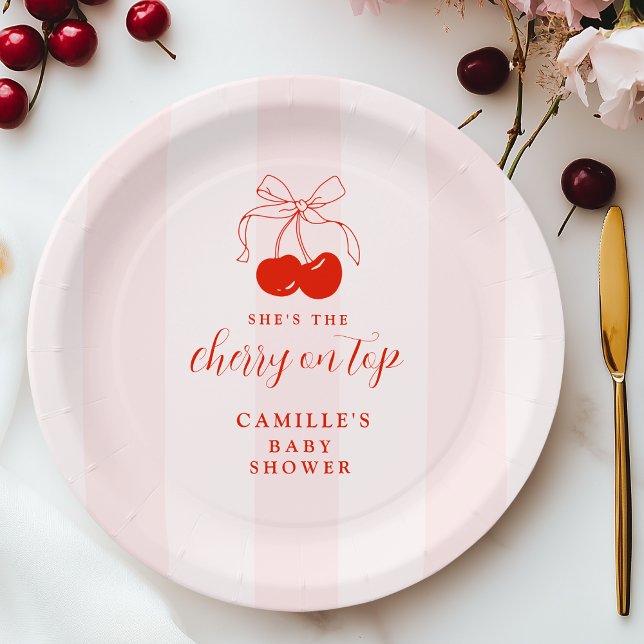 Plato De Papel Cherry en Baby Shower superior (Subido por el creador)