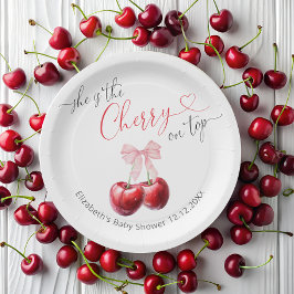 Plato De Papel Cherry en Baby Shower superior