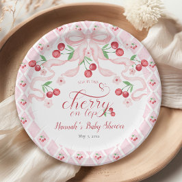 Plato De Papel Cherry en Baby Shower superior