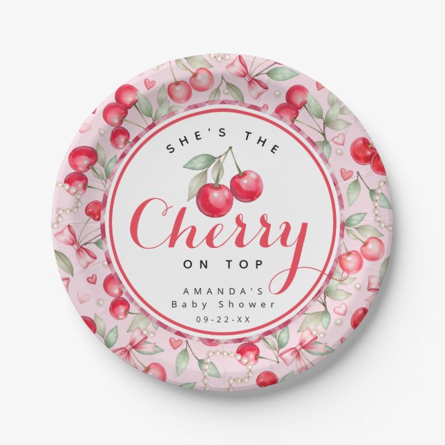 Plato De Papel Cherry en las mejores placas de papel de Baby Show (Anverso)