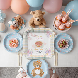 Plato De Papel Cherry Little Cutie Pastel Gingham Baby Shower