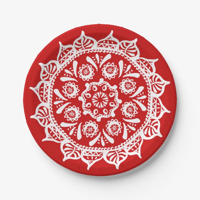Plato De Papel Cherry Mandala (Anverso)