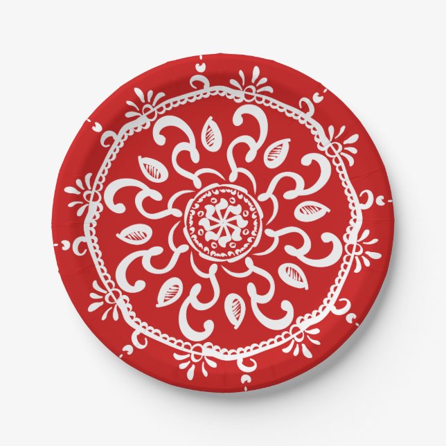 Plato De Papel Cherry Mandala (Anverso)