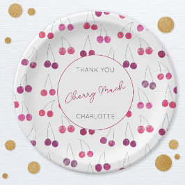Plato De Papel Cherry Watercolor Despedida de Soltera Personaliza