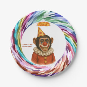Plato De Papel Chester el payaso chimpancé