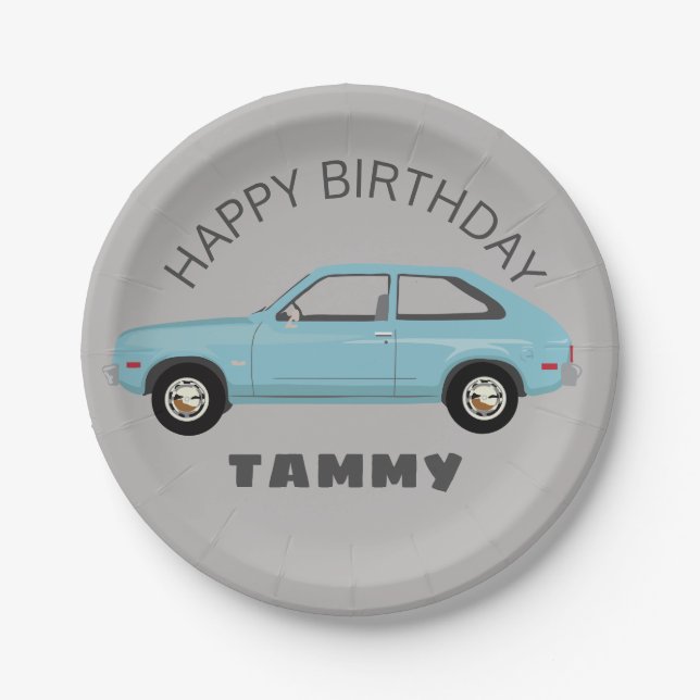 Plato De Papel Chevrolet Chevette Vette un coche retro clásico (Anverso)