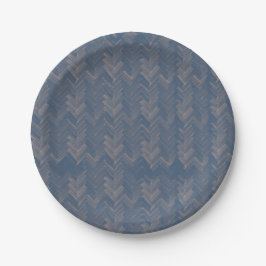 Plato De Papel Chevron, patrón Herringbone, azul retro