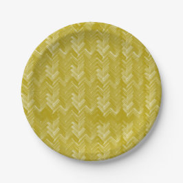 Plato De Papel Chevron, patrón Herringbone, oro vintage