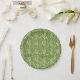 Plato De Papel Chevron, patrón Herringbone, verde forestal