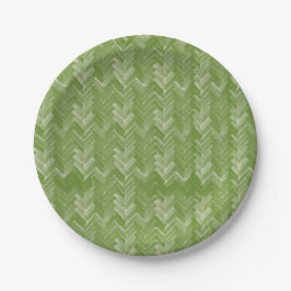 Plato De Papel Chevron, patrón Herringbone, verde forestal