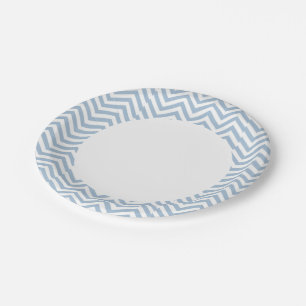 Plato De Papel Chevron texturizado en azul claro