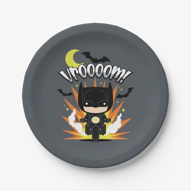 Plato De Papel Chibi Batman Batcycle (Anverso)