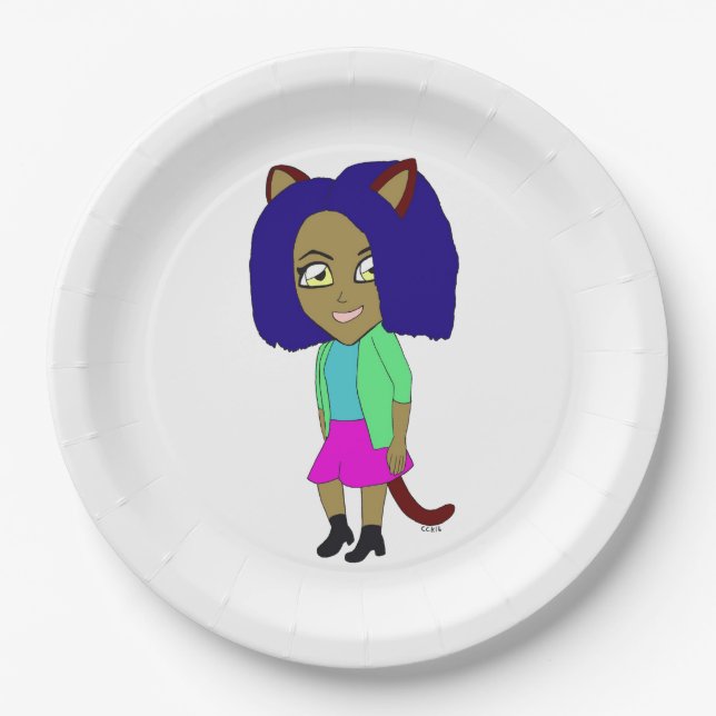Plato De Papel chibi catgirl (Anverso)