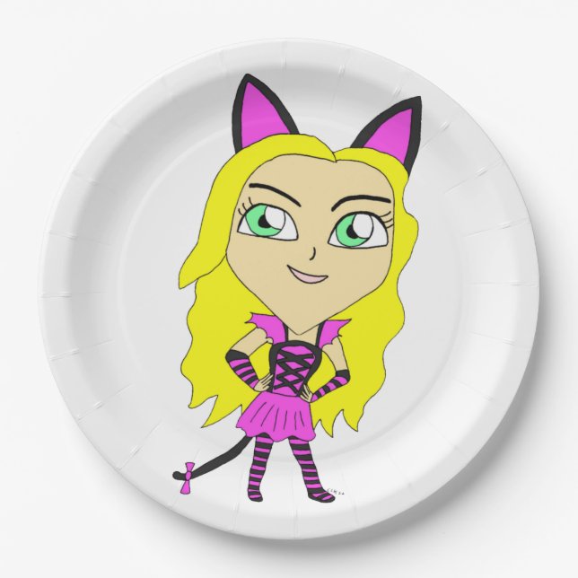 Plato De Papel chibi catgirl (Anverso)