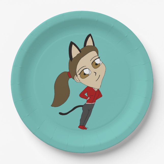Plato De Papel chibi catgirl (Anverso)