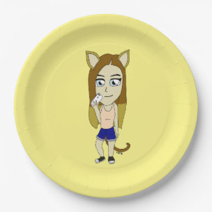 Plato De Papel Chibi Catgirl