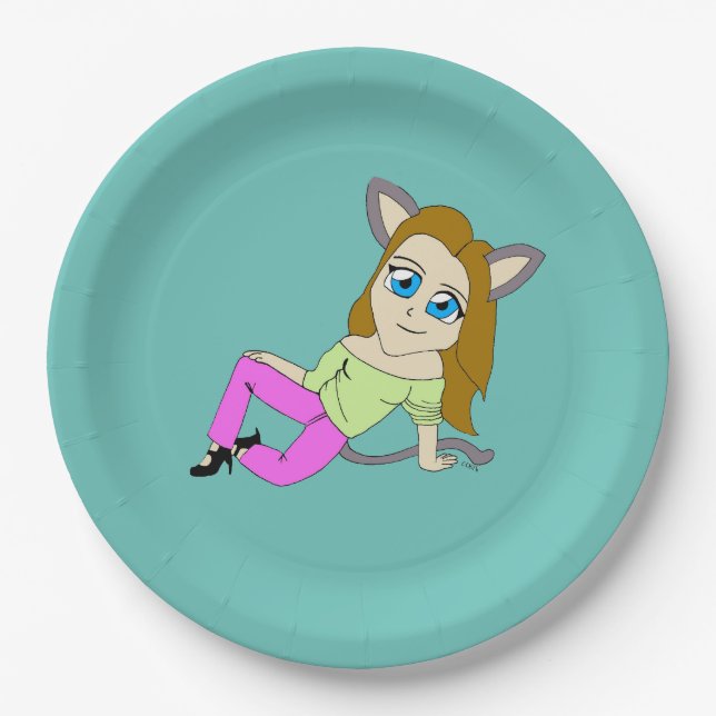 Plato De Papel chibi catgirl (Anverso)