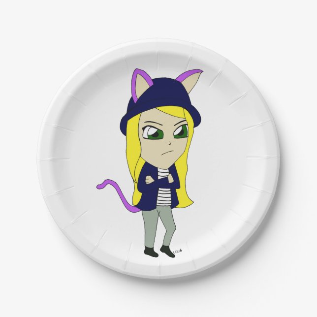 Plato De Papel chibi catgirl (Anverso)