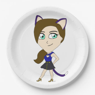 Plato De Papel chibi catgirl